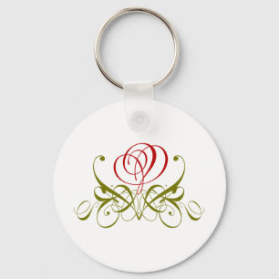Red Flourish Rose Keychain