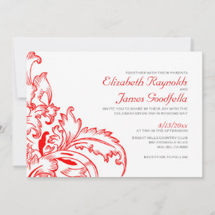 Red Flourish Wedding Invitations