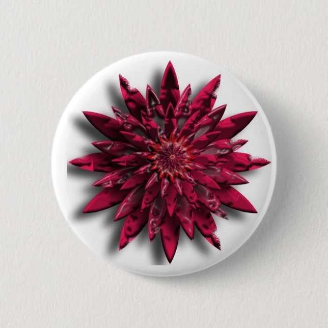 red flower 2 inch round button (Front)