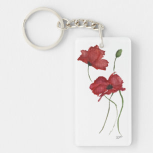 Red Flower Acrylic Keychain,  (double-sided) Keychain