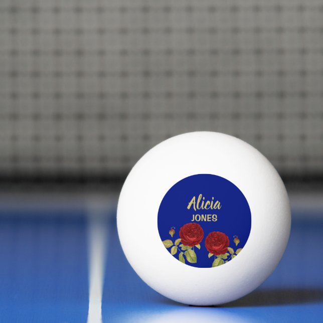 Red flower and leaves blue ping pong ball (Net)