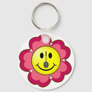 Red Flower Badminton Keychain