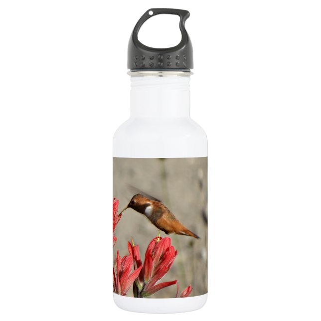 Red flower bird 532 ml water bottle (Front)