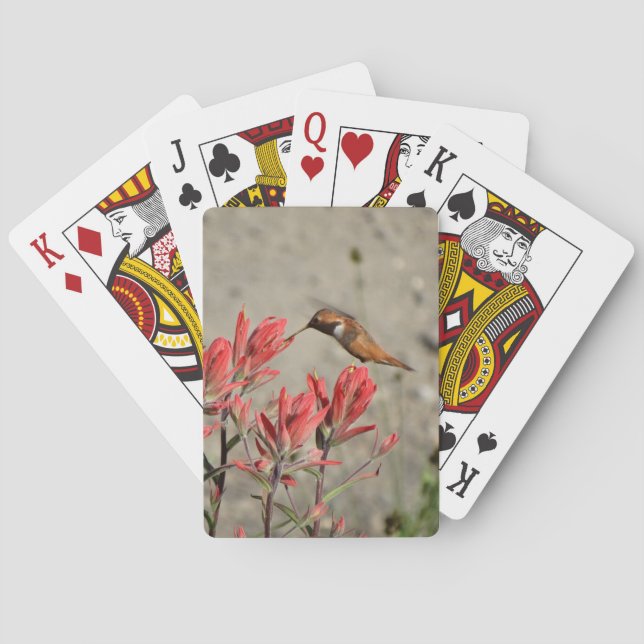 Red flower bird playing cards (Back)