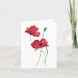 Red Flower Blank Note Card
