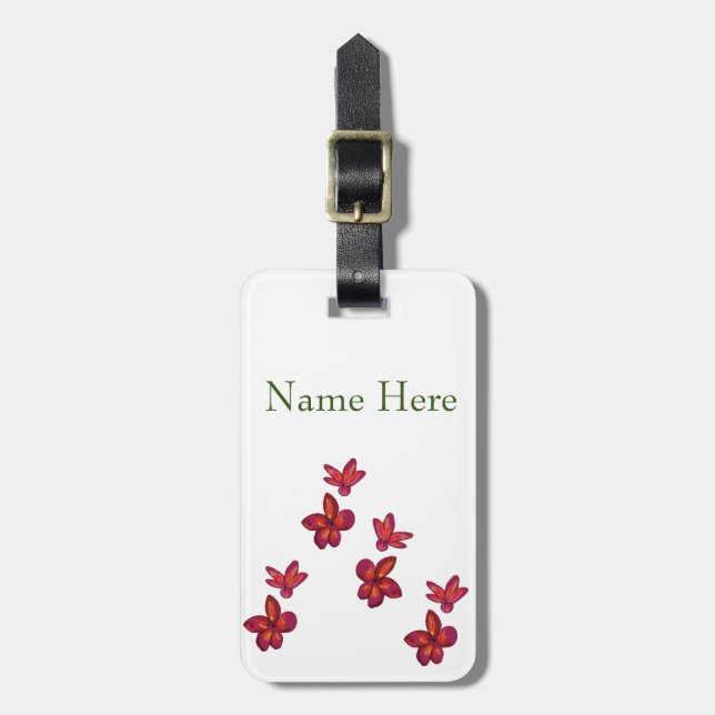 Red flower Blossoms Luggage Tag (Front Vertical)