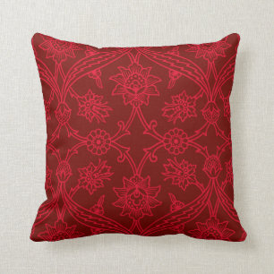 Red Flower Boho Chic Throw Pillow