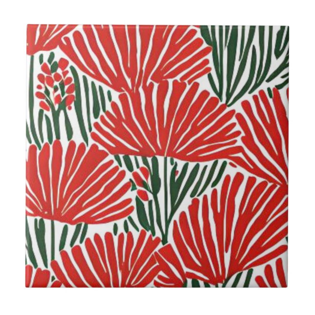 Red flower botanical tile (Front)