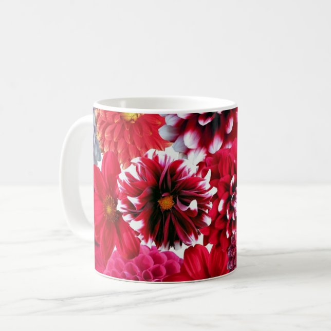 Red Flower Bouquet Coffee Mug (Front Left)