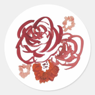 Red Flower Bouquet Painting Party Stickers