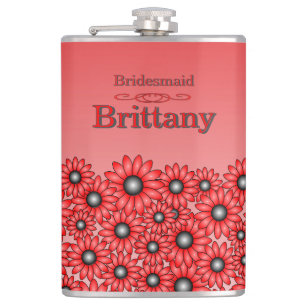 Red Flower Bridesmaid Flask