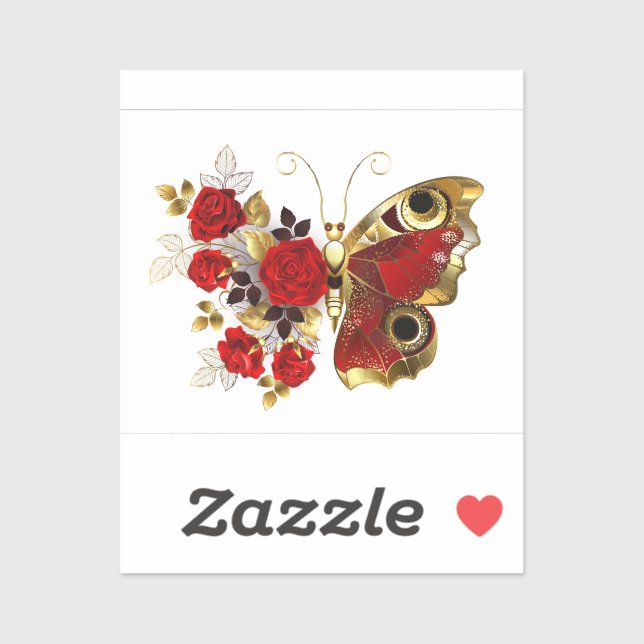 Red flower butterfly with red roses (Sheet)