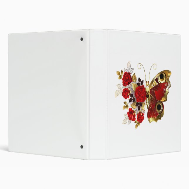 Red flower butterfly with red roses binder (Background)
