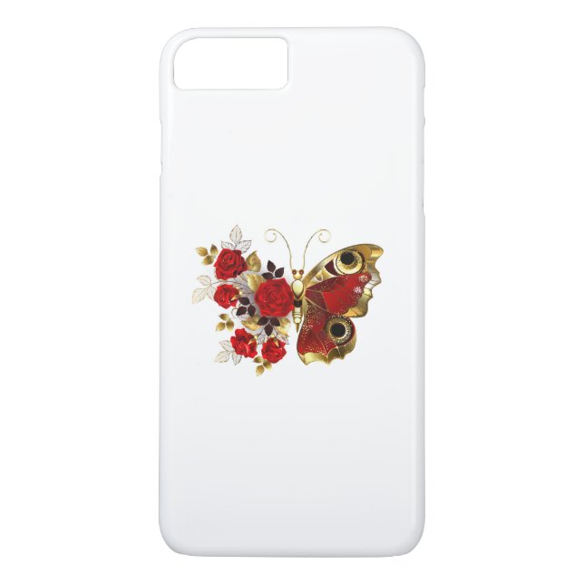Red flower butterfly with red roses Case-Mate iPhone case (Back)