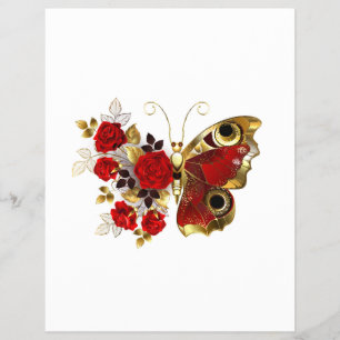 Red flower butterfly with red roses flyer