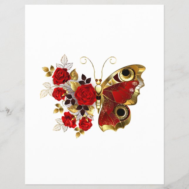 Red flower butterfly with red roses flyer (Front)