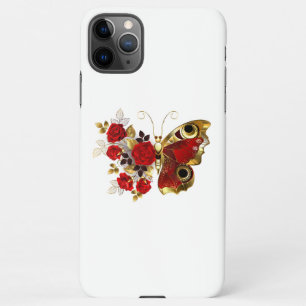 Red flower butterfly with red roses iPhone 11Pro max case