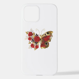 Red flower butterfly with red roses iPhone 12 case