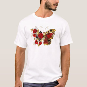 Red flower butterfly with red roses T-Shirt