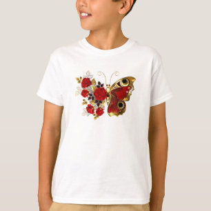 Red flower butterfly with red roses T-Shirt