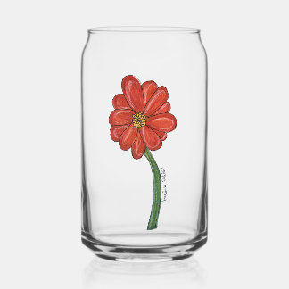Red Flower Can Glass