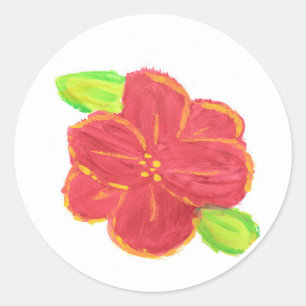 Red Flower Classic Round Sticker