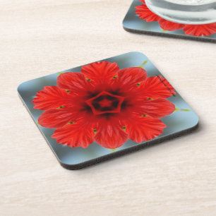 Red Flower Cork Coaster
