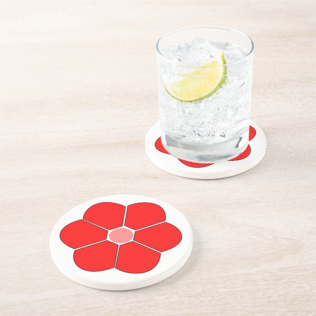 Red Flower Design Coaster (Side)