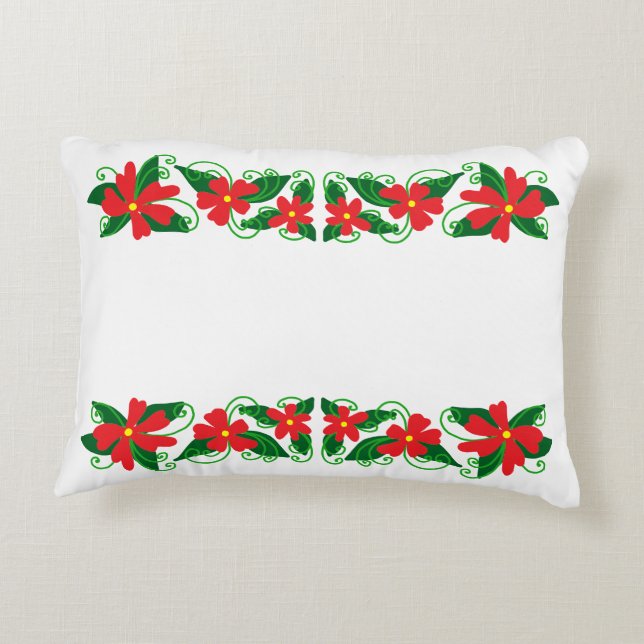 Red Flower Doodle Accent Pillow (Back)