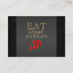 Red Flower Eat, Drink & Be Married - Reception Enclosure Card