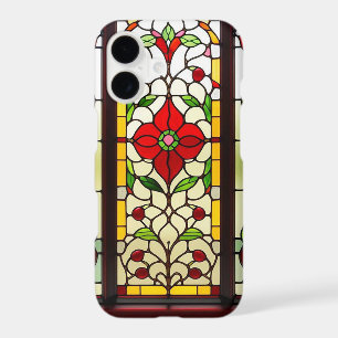 Red Flower Elegant Stained Glass Art