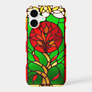 Red Flower Elegant Stained Glass Art