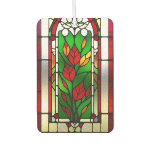 Red Flower Elegant Stained Glass Art Air Freshener