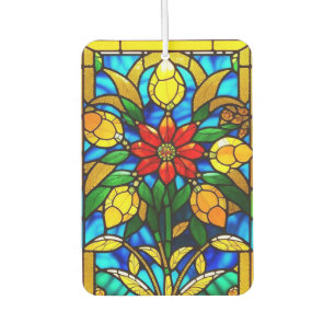 Red Flower Elegant Stained Glass Art Air Freshener
