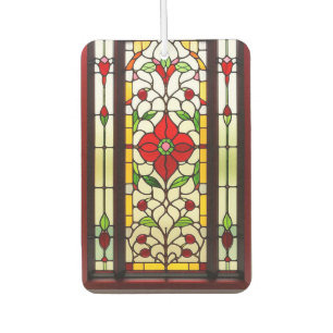 Red Flower Elegant Stained Glass Art Air Freshener