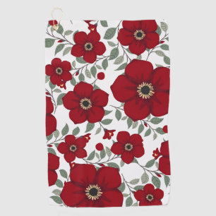 Red Flower Fashion Golf Towel