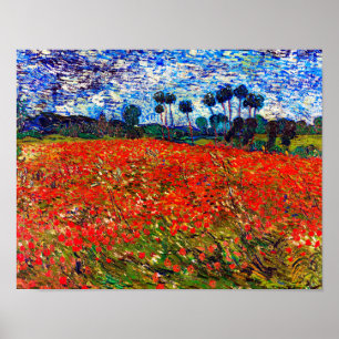 Red Flower Field, Van Gogh Poster