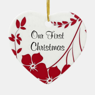 red flower First Christmas ornament