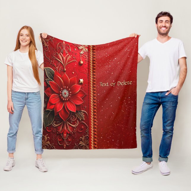 Red Flower Fleece Blanket (In Situ)