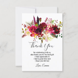 red flower, floral  thank you card
