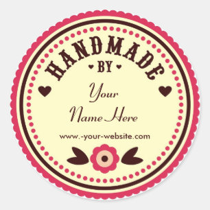 Red Flower Handmade By Personalised Stickers