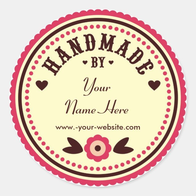 Red Flower Handmade By Personalized Stickers (Front)