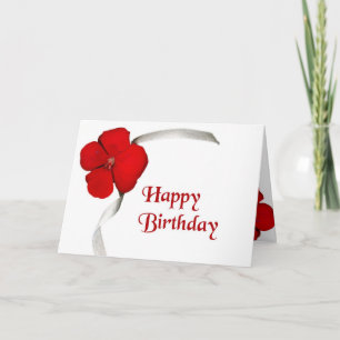 Red Flower - Happy Birthday Card