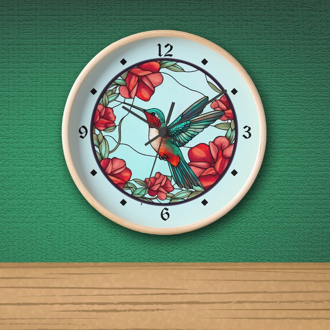 Red Flower Hummingbird Clock (Creator Uploaded)