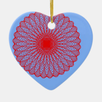red flower in blue abstract art ceramic ornament