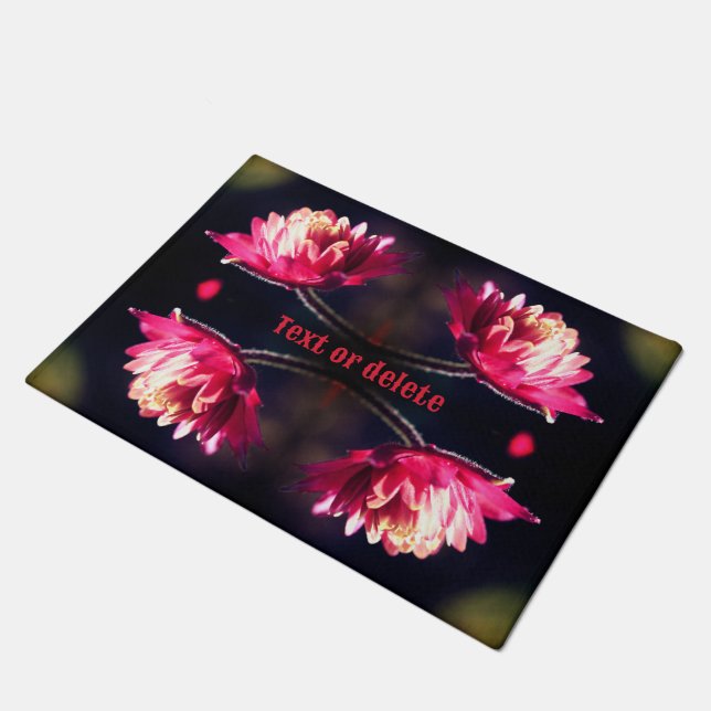 Red Flower In Sunlight Abstract Personalized Doormat (Angled)