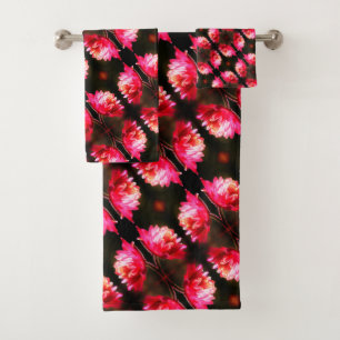 Red Flower In Sunlight Close Up Pattern Bath Towel Set