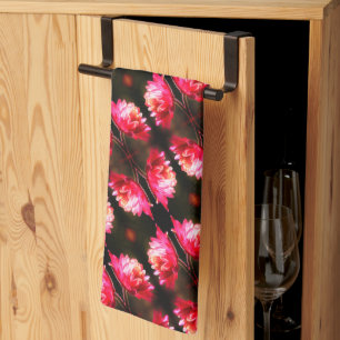 Red Flower In Sunlight Close Up Pattern     Kitchen Towel
