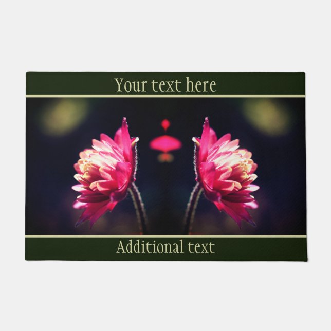 Red Flower In Sunlight Close Up Personalized Doormat (Front)