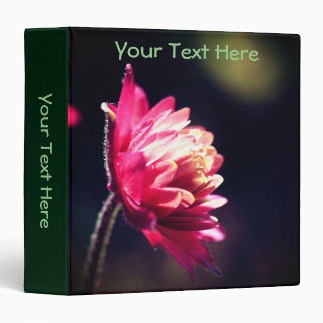 Red Flower In Sunlight Nature Personalized Binder (Front/Spine)